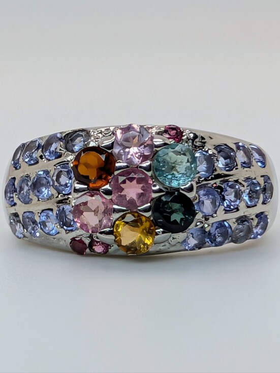 Jewelry - Tourmaline & Tanzanite S925 Sterling Silver Gemstone Ring Size 9
